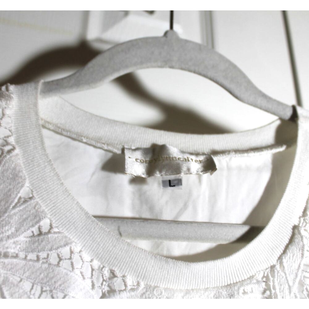 Corey Lynn Calter Anthropologie White Lace Tina Blouse sz L - Picture 4 of 4